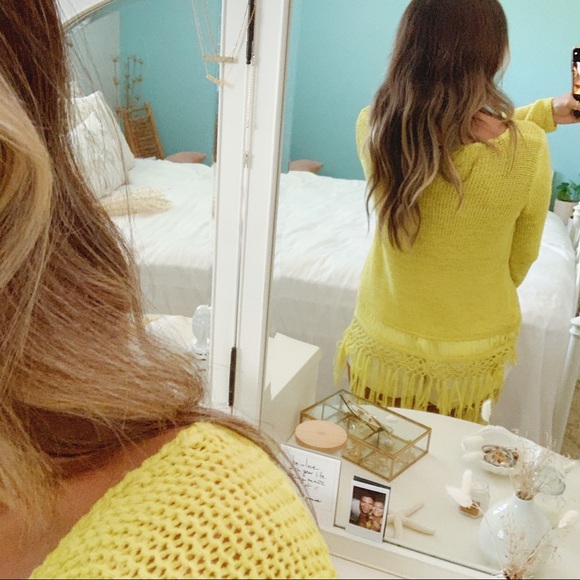 Boston Proper↠Lime Green Knit Frayed Sweater - Picture 7 of 7